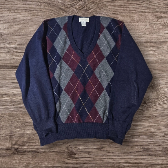 Tricots St Raphael Other - VTG/90s Tricots St Raphael 100% Pure Merino Wool Pullover M Sweater Argyle *Flaw